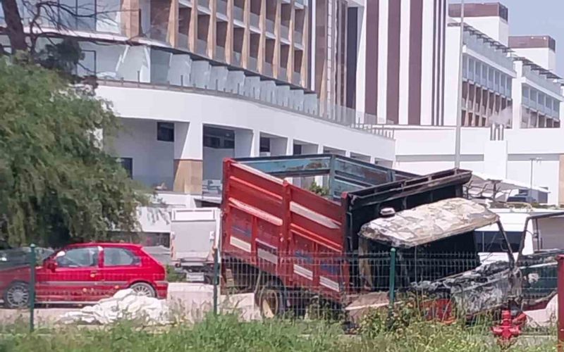 Kamyonette çıkıp çam ağacına sıçrayan yangın söndürüldü
