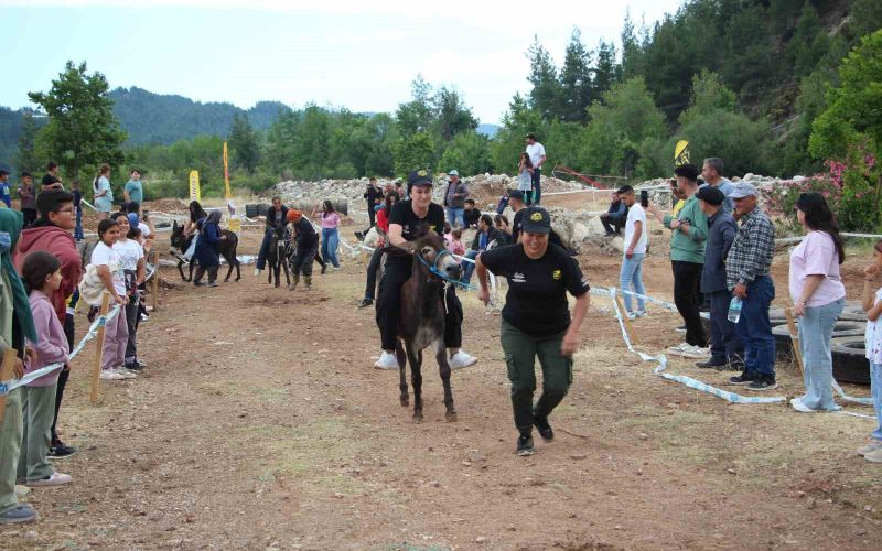 Motokros yarışında motosikletle birinci, diğer yarışmada eşekle sonuncu oldu
