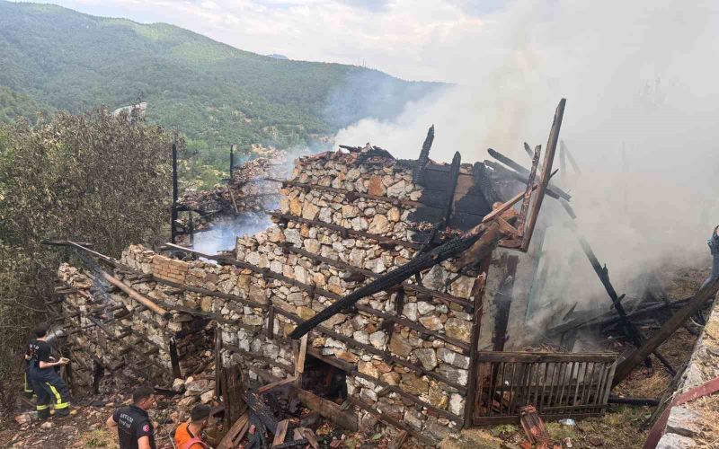 Anızda çıkan yangın asırlık düğmeli evleri küle döndürdü
