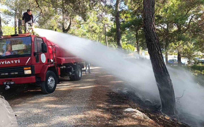 Ormanlık alanda çıkan yangını vatandaşlar söndürdü
