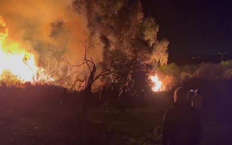 D-400 kara yolunda yangın ucuz atlatıldı
