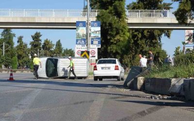 Takla atan araçtan burnu bile kanamadan çıktı
