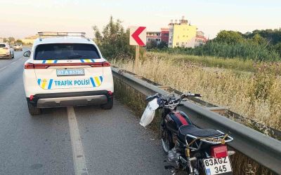 Devrilen motosikletin sürücüsü yaralandı

