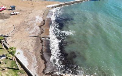 Alanya’da sahildeki siyah tabaka önce  tedirgin etti, gerçek sonradan ortaya çıktı
