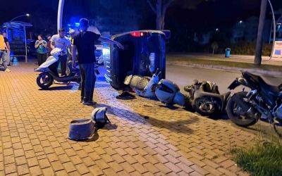 Otomobil takla attı, ortalık savaş alanına döndü
