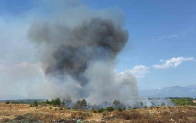 Aksu’da orman yangınına havadan ve karadan müdahale
