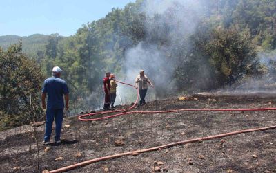 Kumluca’da makilik alanda çıkan yangın, evlere ve ormanlık alana sıçramadan söndürüldü
