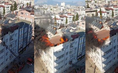 Antalya’da 5 katlı binanın terasındaki yangında can pazarı
