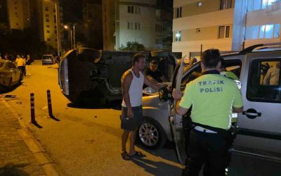 Takla atan araç park halindeki 4 araca çarptı
