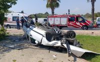 Takla atıp ters dönen Fiat Tofaş hurdaya döndü: 1 yaralı
